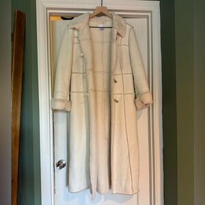 Faux suede and faux fur toggle coat